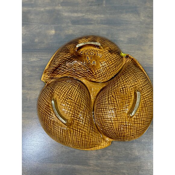 Vintage California USA Pottery Divided Tray Bowl MCM Retro - Picture 4 of 4